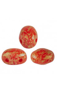 Les perles par Puca® Samos beads Opaque coral red splash 93200/94401